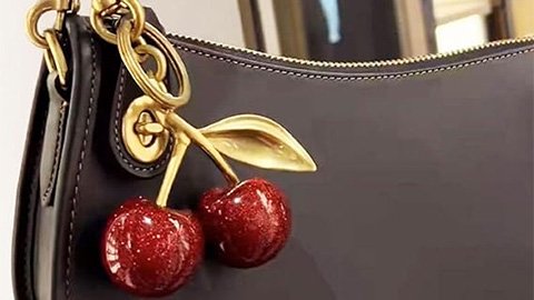 Cherry Bag Charm with Key Ring and Clip