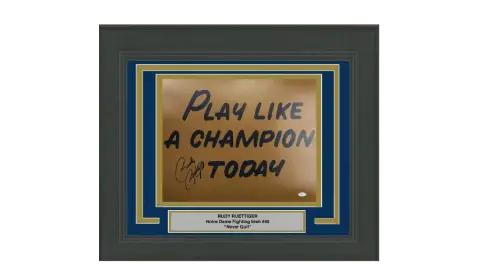 Framed Autographed/Signed Rudy Ruettiger Play Like A Champion Today